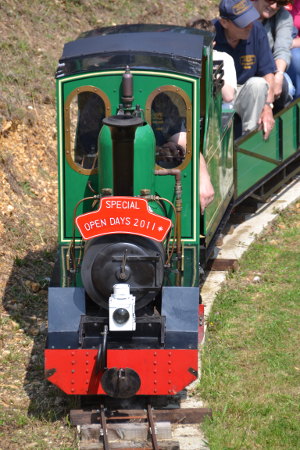 7¼" gauge locomotive "Lady Val" hauling visitors at the 2011 Steam Weekend